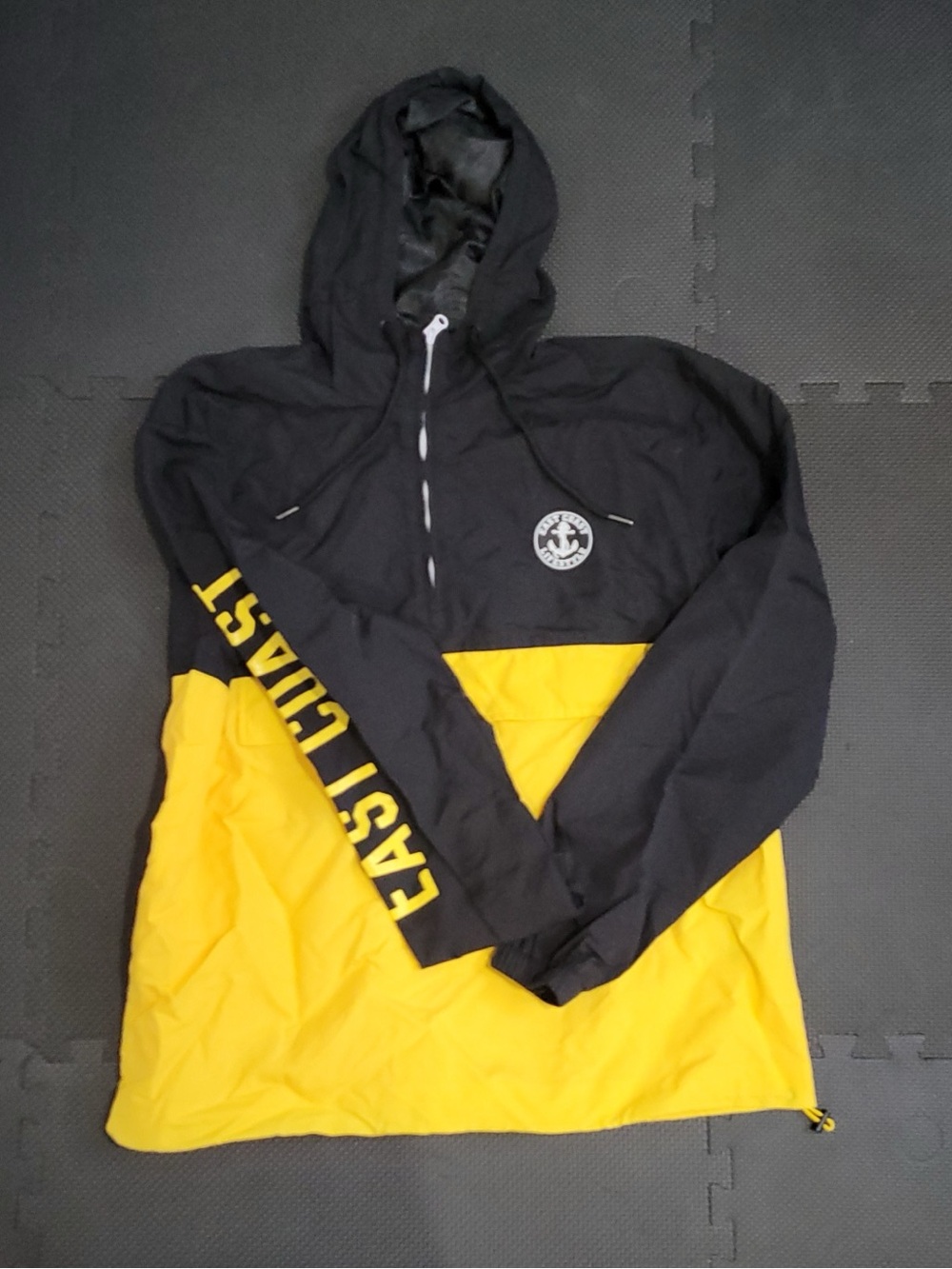 East Coast Lifestyle Anchor Black & Yellow Pullover Anorak Jacket